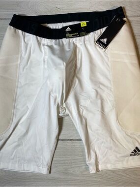 Adidas Slider Shorts Mens XL White Compression Baseball Protective Cup NWT!